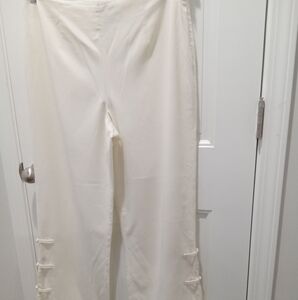 Metro Style Stretch Plus Size 14 White Split Legged w/Knotted Loops Dress Pants